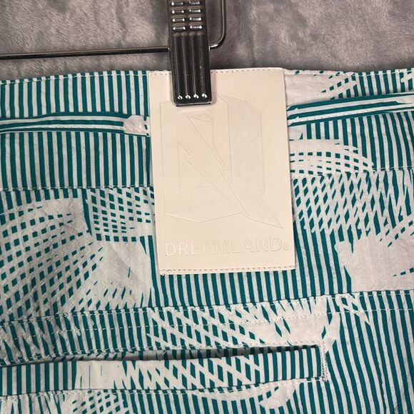 NWT New Dreamland Aqua Teal White Tropical Shorts Drawstring Belt Size 50 - Picture 11 of 14